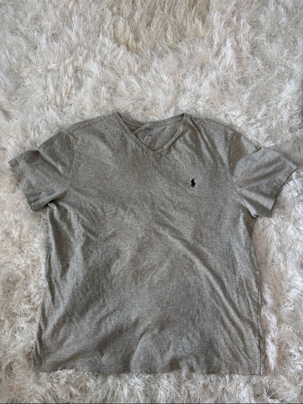 Polo by Ralph Lauren Men's V-Neck Short Sleeve T-Shirt in Heather Gray